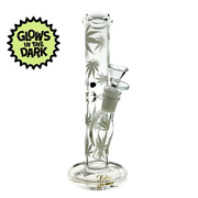 BILLY MATE Glow In The Dark Straight Leaf Glass Waterpipe - 25cm