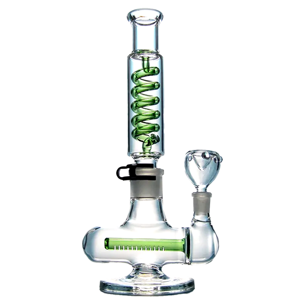 Freezable Straight Tube Glass Bong Hookahs Condenser Coil Water Pipes Inline Percolator Build A Bong 14mm Female Joint Oil Dab Rigs With Bowl Diffused Downstem