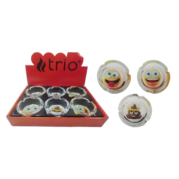 Glass Ashtray 8.5cm Mixed Emoji (1pcs)